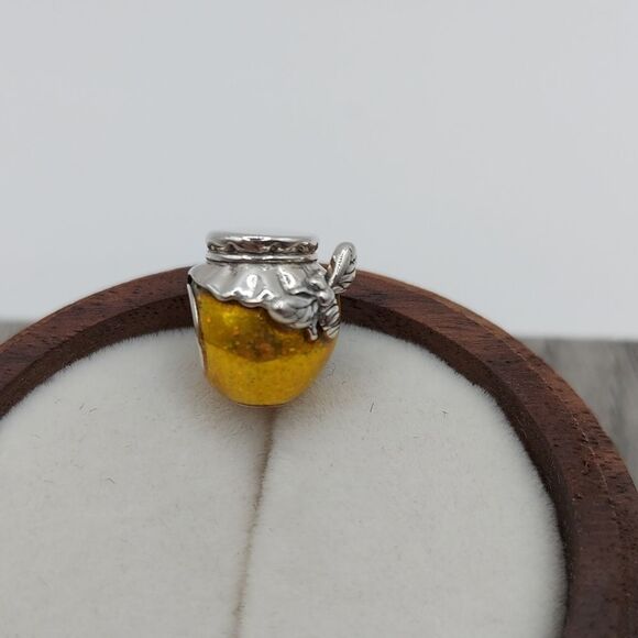 925 Sterling Silver Honey Pot Bumble Bee Charm - Picture 2 of 8